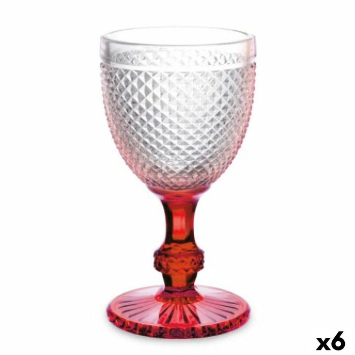Pahar de vin Diamant Roșu Transparent Sticlă 330 ml (6 Unități)
