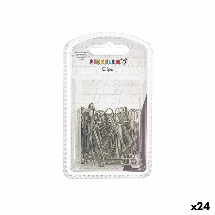 Clips Argintiu Mare Metal (24 Unități)