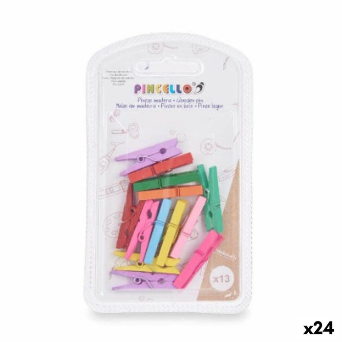 Cârlige Mic Multicolor Lemn (24 Unități)
