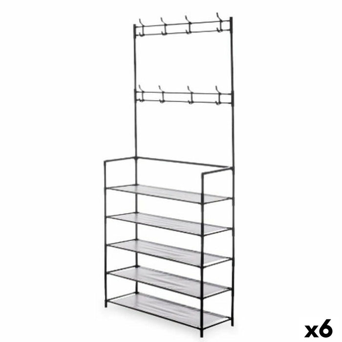 Pantofar 80 x 29 x 175 cm 5 Rafturi Suport de haine Negru Metal (6 Unități)
