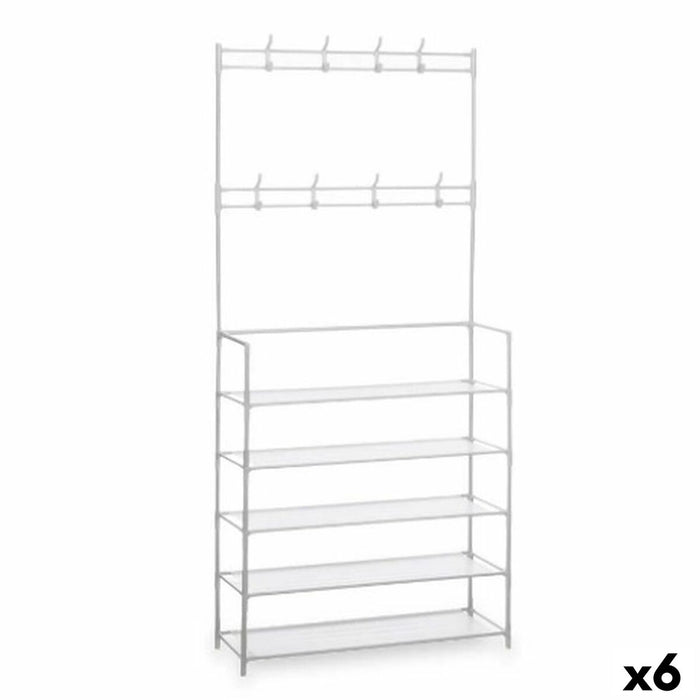 Pantofar Suport de haine 5 Rafturi 80 x 29 x 175 cm Alb Metal (6 Unități)