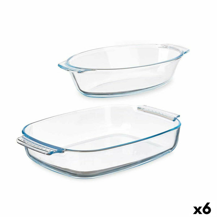 Set de Tăvi Transparent Sticlă borosilicată 700 ml 2 L (6 Unități)