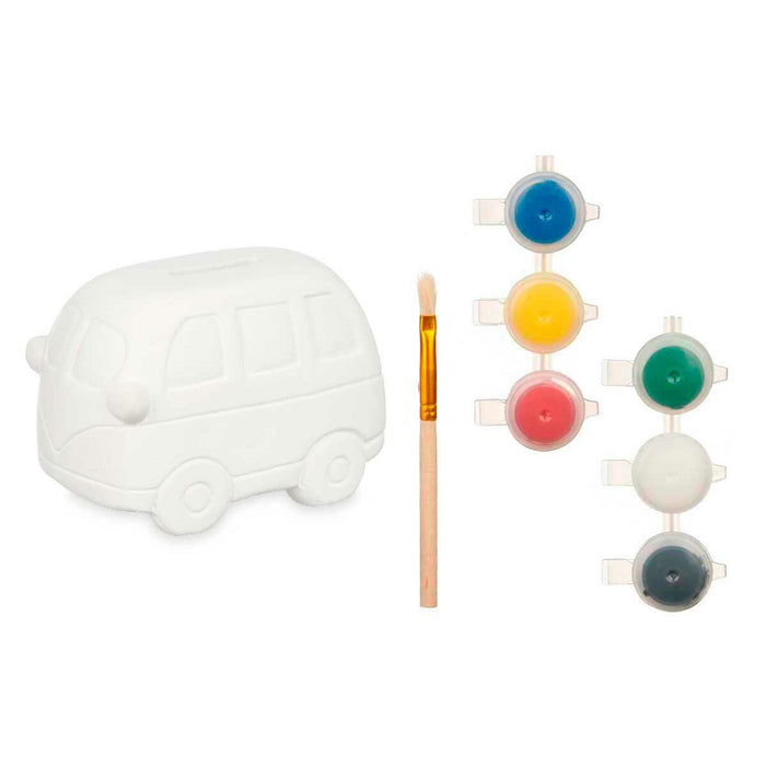 Piggy Bank pentru vopsit Alb 12,4 x 8,6 x 9,9 cm Furgonetă (12 Unități)