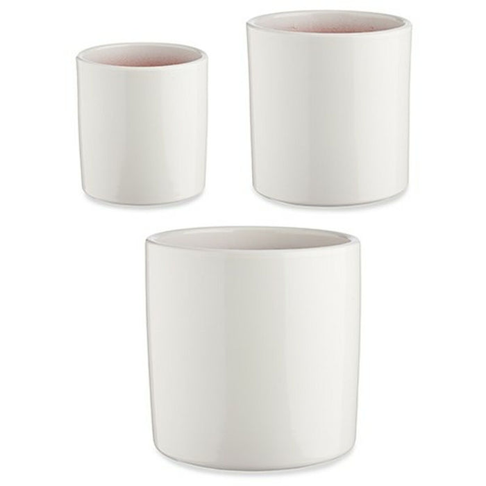 Set de ghivece Ø 14 cm Ø 22 cm Ø 17 cm Cilindru 3 Piese Alb