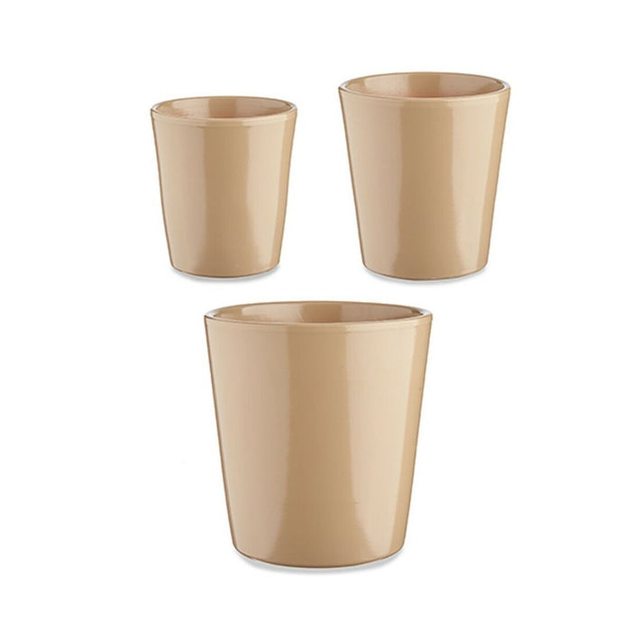 Set de ghivece Ø 14 cm Ø 22 cm Ø 17 cm Cónica 3 Piese Bej