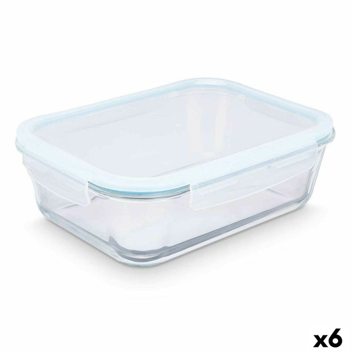 Cutie pentru Prânz Transparent Silicon Sticlă borosilicată 2,8 L 29,5 x 9 x 22,8 cm (6 Unități)