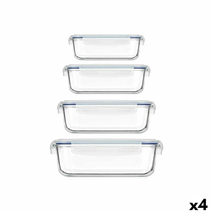 Set de Cutii pentru Prânz Transparent Silicon Sticlă borosilicată (4 Unități)