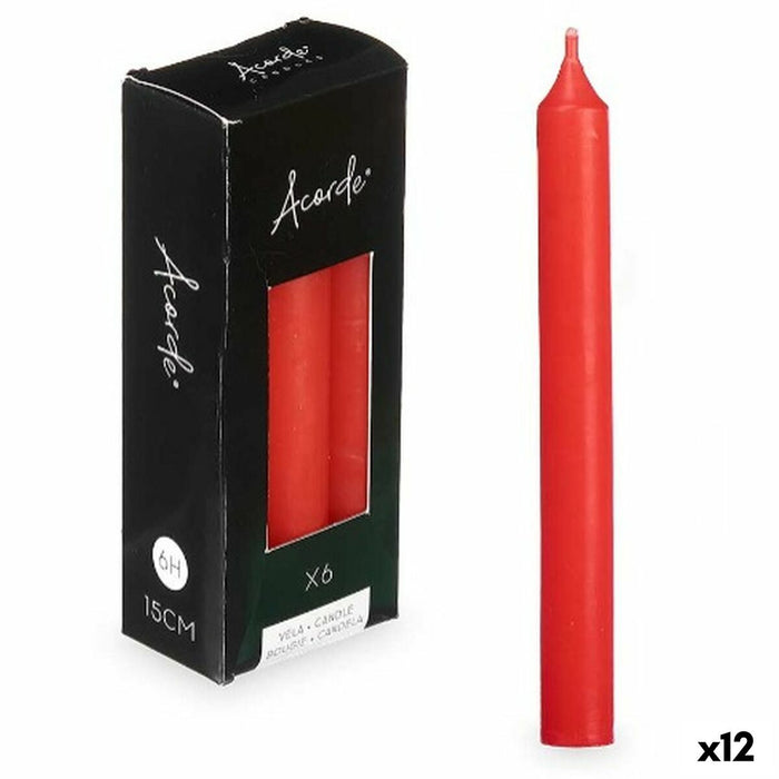 Set de Lumânări Roșu 2 x 2 x 15 cm (12 Unități)