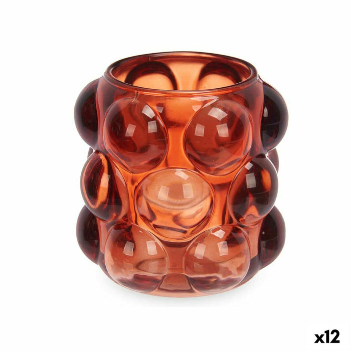 Suport de Lumânări Microbile Portocaliu Geam 8,4 x 9 x 8,4 cm (12 Unități)