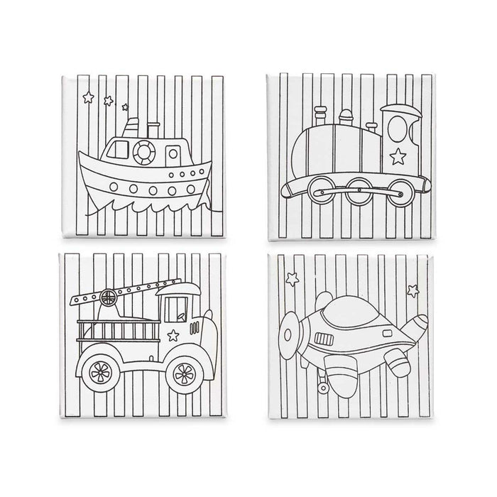 Pânză Alb Pânză 15 x 15 x 1,5 cm Pentru pictură Vehicule (24 Unități)