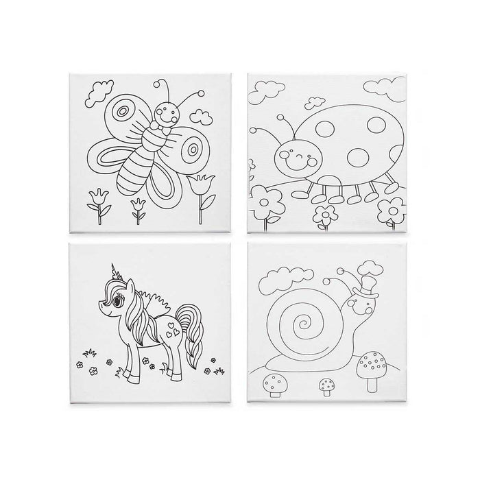 Pânză Alb Pânză 25 x 25 x 1,5 cm Pentru pictură animale (24 Unități)