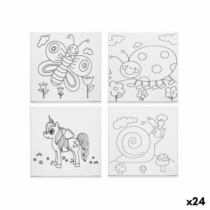 Pânză Alb Pânză 25 x 25 x 1,5 cm Pentru pictură animale (24 Unități)