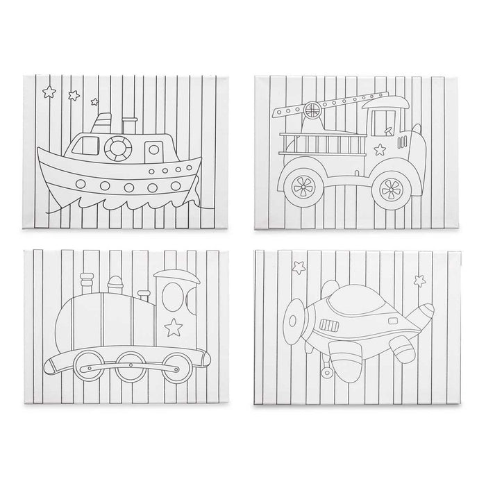 Pânză Alb Pânză 30 x 40 x 1,5 cm Pentru pictură Vehicule (16 Unități)