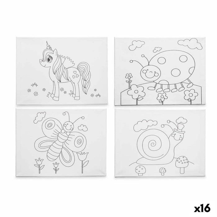 Pânză Alb Pânză 30 x 40 x 1,5 cm Pentru pictură animale (16 Unități)