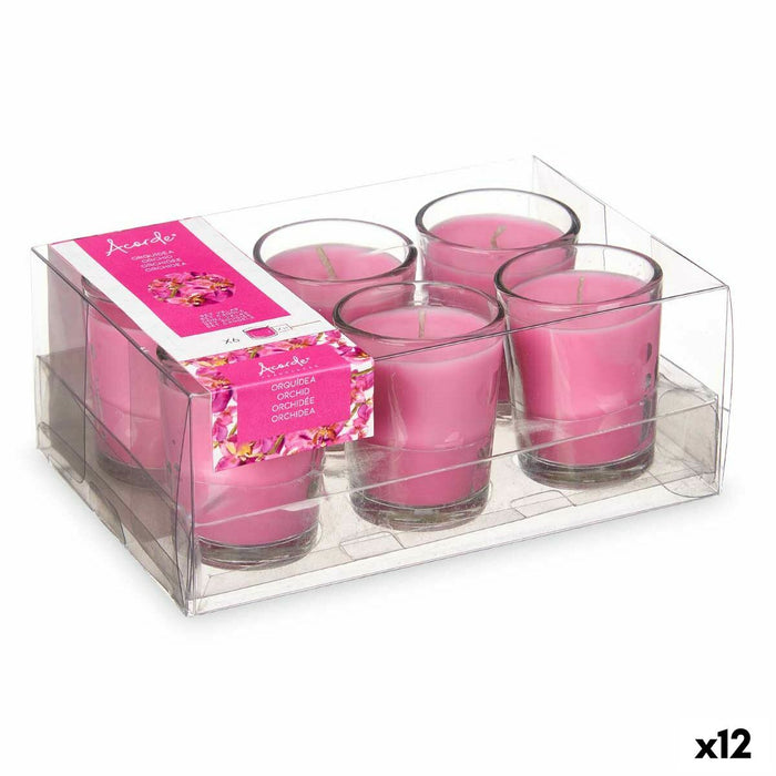 Set de Lumânări Parfumate 16 x 6,5 x 11 cm (12 Unități) Pahar Orhidee