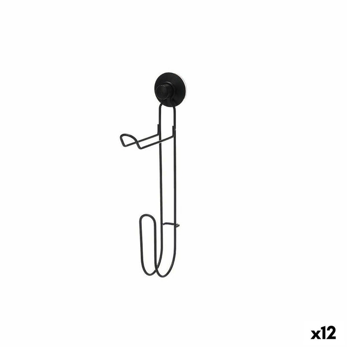 Suport pentru Role de Hârtie Igienică Negru Oțel ABS 3 x 32 x 15 cm (12 Unități) Double