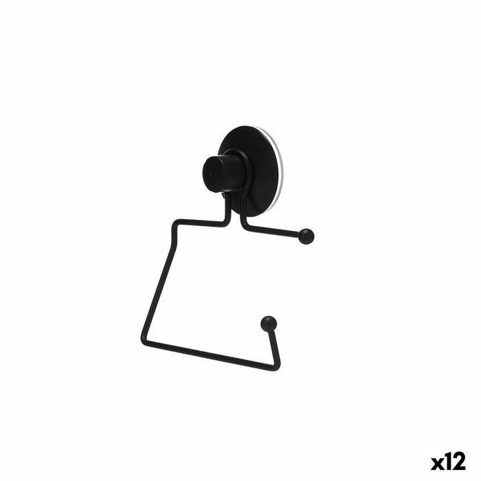 Suport pentru Role de Hârtie Igienică Negru Oțel ABS 12 x 14 x 3,5 cm (12 Unități)