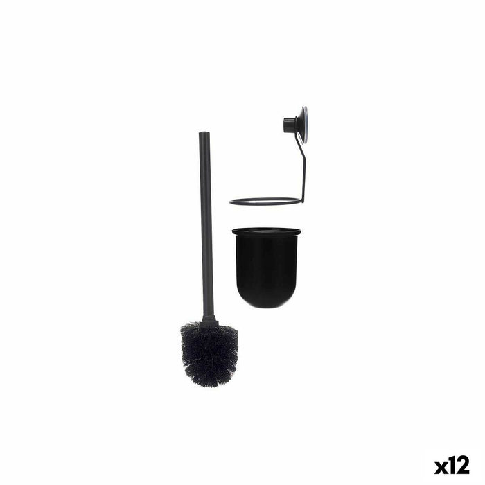 Perie pentru toaletă Negru Oțel ABS 10 x 36 x 10 cm (12 Unități)