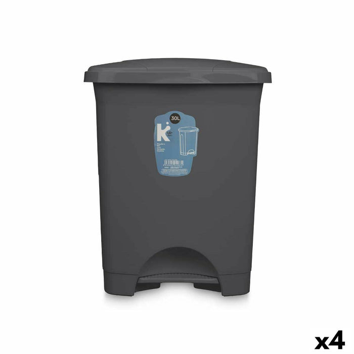 Coș de gunoi pentru hârtie cu pedală Antracit Plastic 30 L (4 Unități)