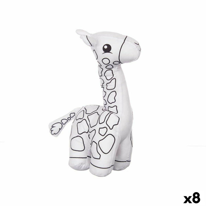 Jucărie pentru colorat Alb Negru Pânză 17 x 22 x 9 cm Girafă (8 Unități)