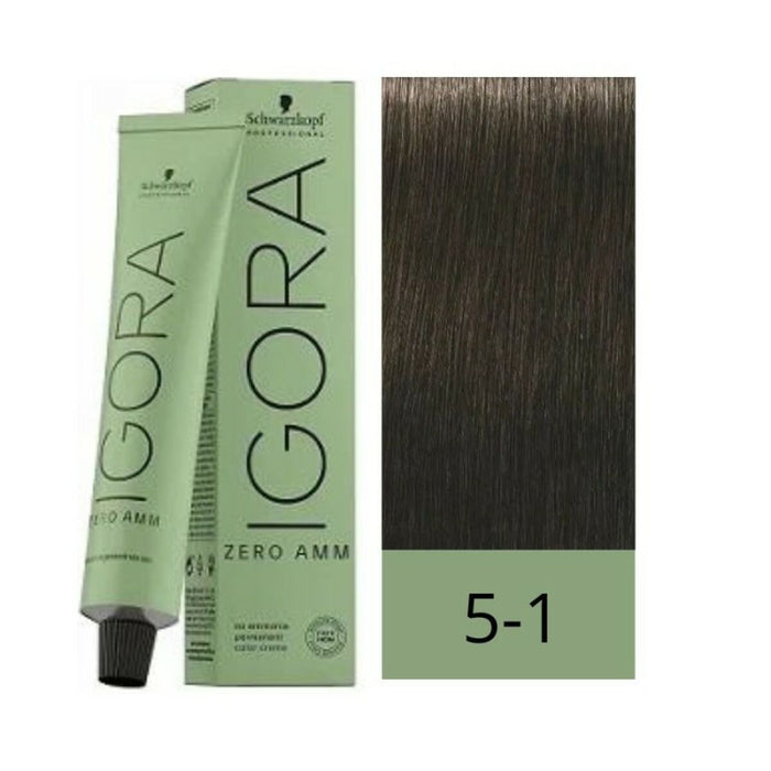 Vopsea Permanentă Schwarzkopf Igora Zero Amm Nº 5-1 Lengvų pelenų kaštoninė 60 ml