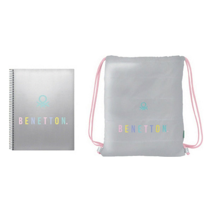 Set de Papetărie Benetton Silver Argintiu A4 2 Piese