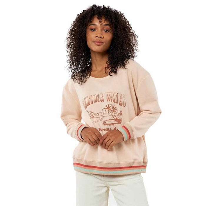 Hanorac fără Glugă Femei Crew Striped Rip Curl Bej
