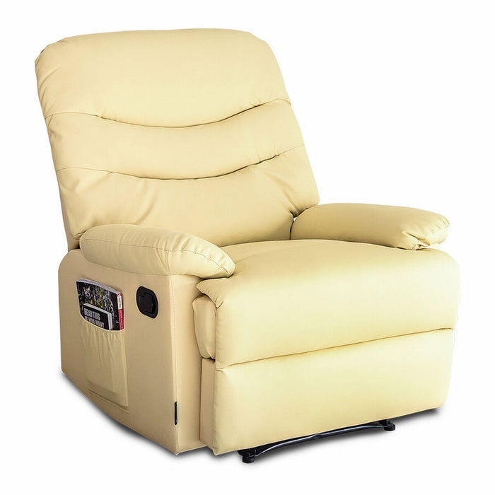 Fotoliu Relax cu Masaj Astan Hogar Manual Crem Piele Sintetică