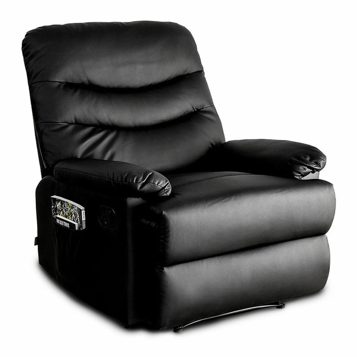 Fotoliu Relax cu Masaj Astan Hogar Manual Negru Piele Sintetică