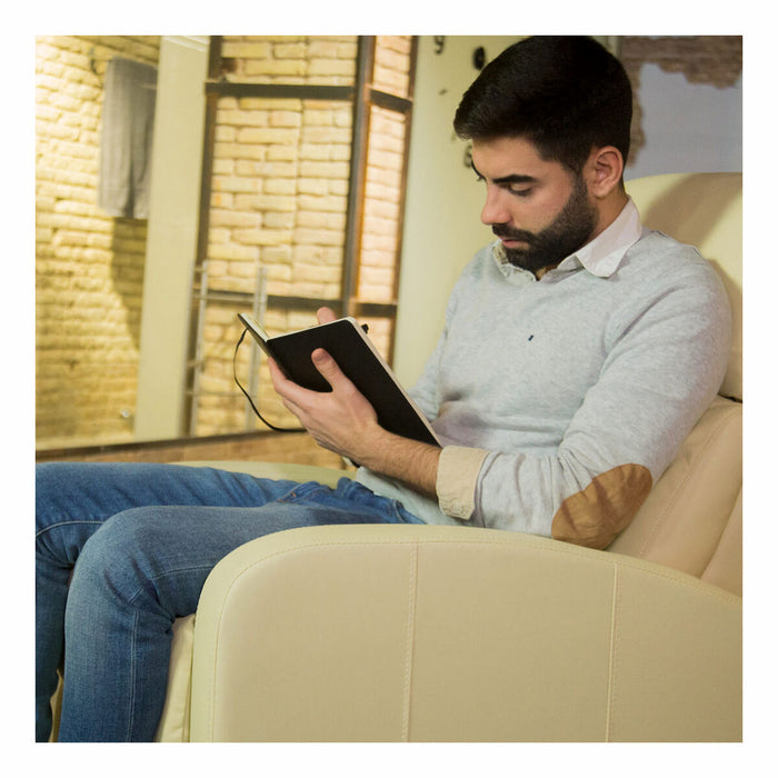 Fotoliu înclinat Astan Hogar Relax Manual Crem Piele Sintetică