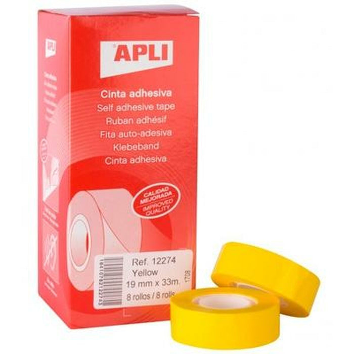 Bandă Adezivă Apli Galben 8 Piese 19 x 33 mm