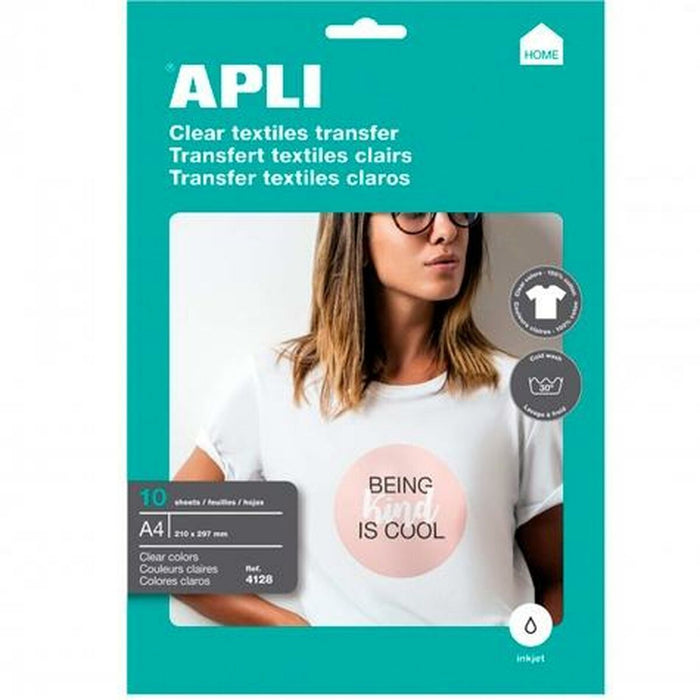 Hârtie pentru printat Apli Transfer 4128 Textilă A4 100 Frunze