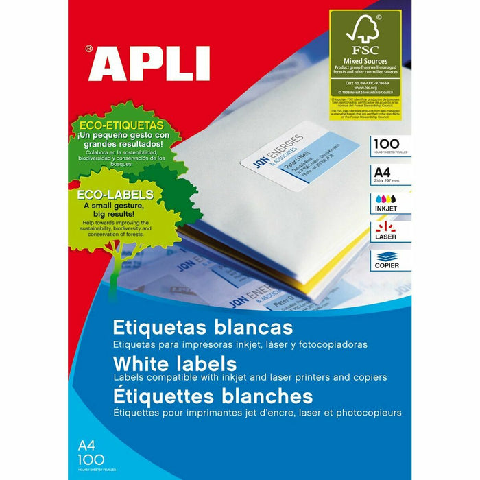 Etichete autoadezive Apli 100 Frunze Alb