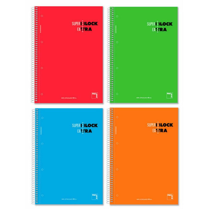Set de caiete Pacsa Superblock Extra 4 Piese Multicolor A4 120 Foi