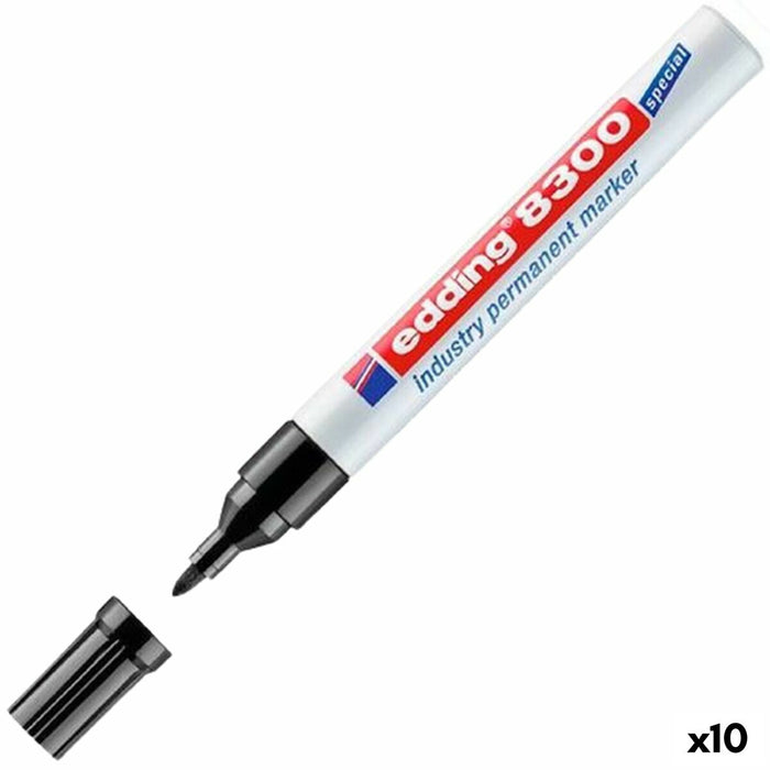 Marker permanent Edding 8300 Negru (10 Unități)