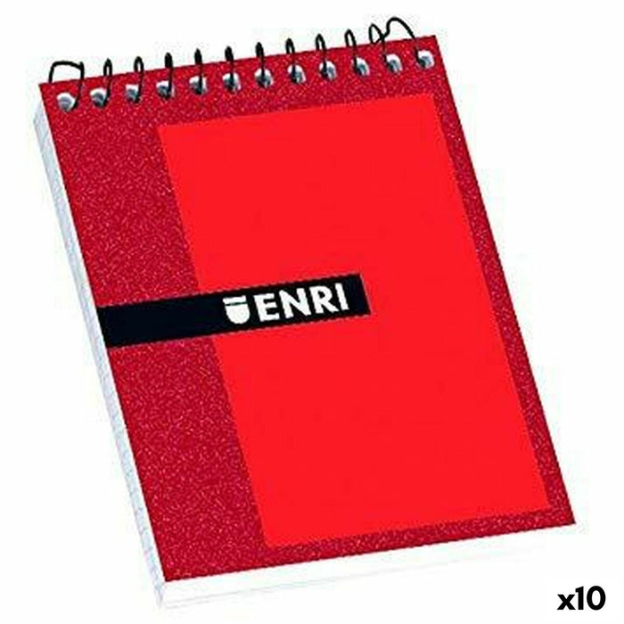 Carnet Notițe ENRI Roșu 1/8 80 Frunze 4 mm (10 Unități)