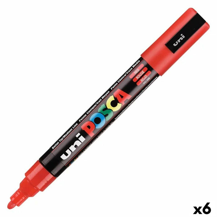 Marker POSCA PC-5M Roșu (6 Unități)
