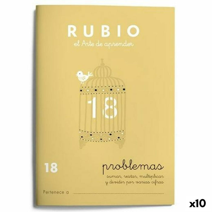 Caiet de matematică Rubio Nº 18 A5 Spaniolă 20 Frunze (10 Unități)
