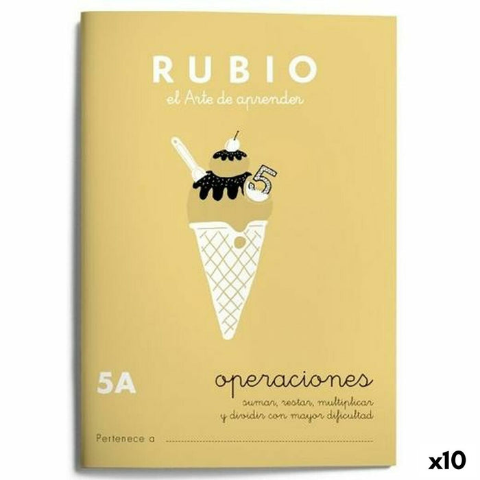 Caiet de matematică Rubio Nº 5A A5 Spaniolă 20 Frunze (10 Unități)