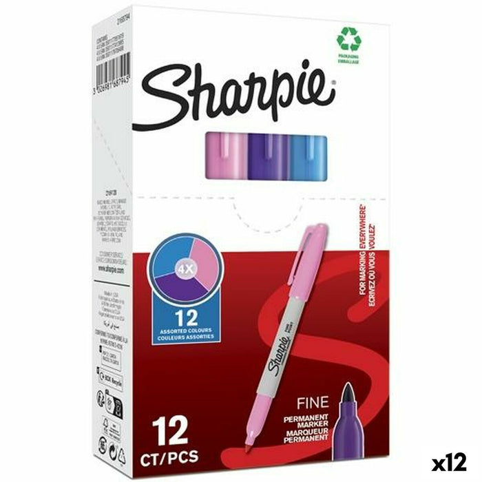 Marker permanent Sharpie Mov Roz Turquoise (12 Unități)