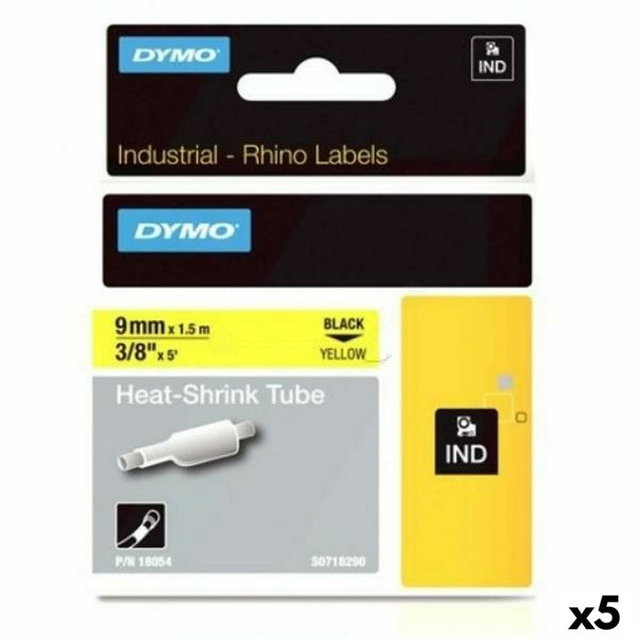 Bandă Laminată pentru Aparate de Etichetat Rhino Dymo ID1-9 Galben Negru 9 x 1,5 mm (5 Unități)