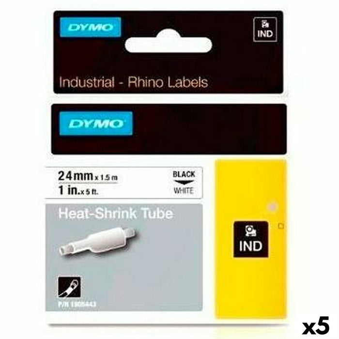 Bandă Laminată pentru Aparate de Etichetat Rhino Dymo ID1-24 Alb Negru 24 x 1,5 mm (5 Unități)