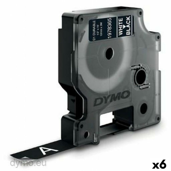 Centură pentru transfer termic Dymo D1 Durable Alb Negru 12 mm x 3 m (6 Unități)