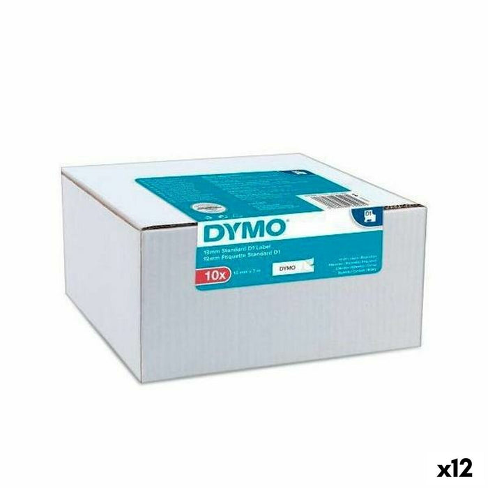 Bandă Laminată pentru Aparate de Etichetat Dymo Alb Negru Auto-adezivi 10 Piese (12 Unități)
