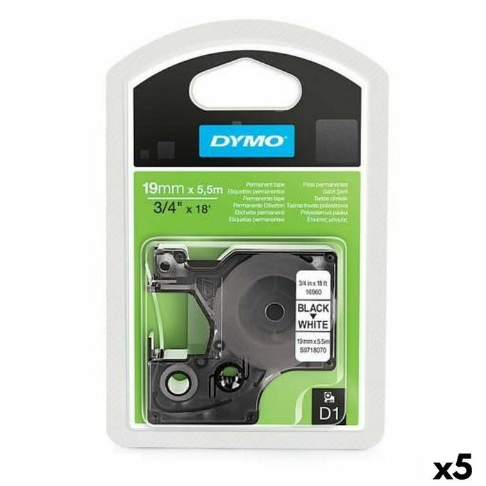 Centură pentru transfer termic Dymo D1 16960 Alb Negru 19 mm x 5,5 m (5 Unități)