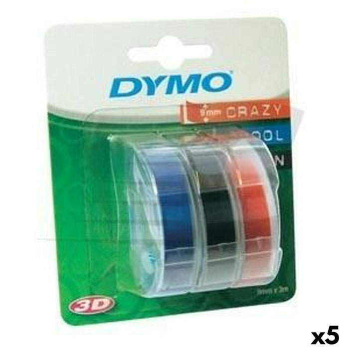Bandă Laminată pentru Aparate de Etichetat Dymo 9 mm x 3 m Roșu Negru Albastru (5 Unități)