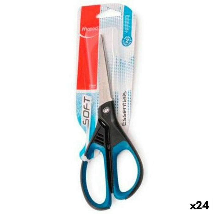 Foarfeci Maped Essentials Soft E4683 Negru Albastru Oțel inoxidabil 21 cm (24 Unități)
