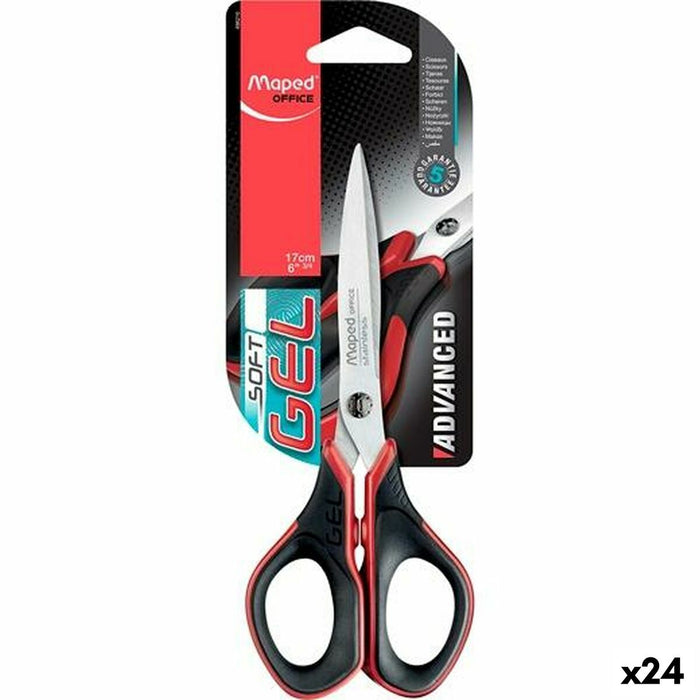 Foarfeci Maped Advanced Soft Gel Roșu Negru Oțel inoxidabil 17 cm (24 Unități)