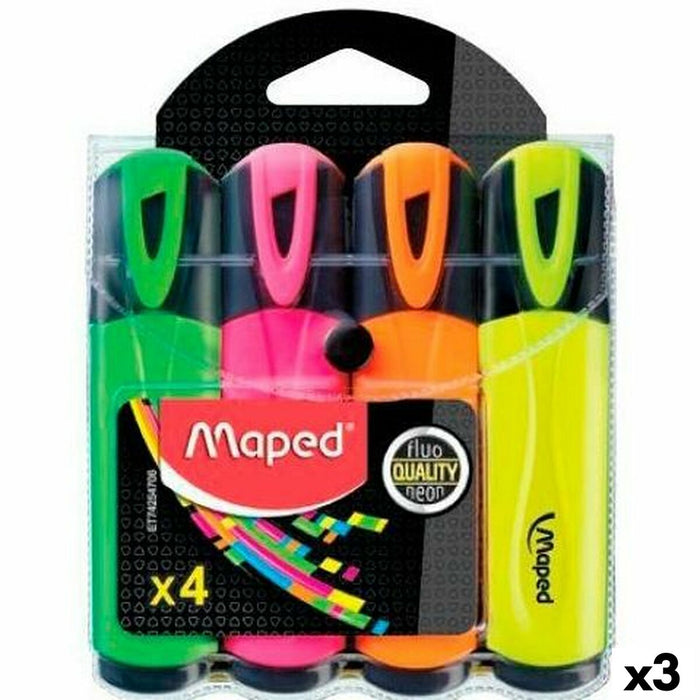 Set de Markere Fosforescente Maped Fluor Quality Neon Multicolor (3 Unități)