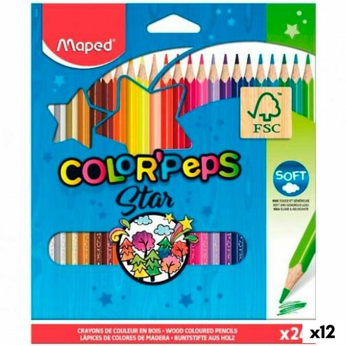Creioane culori Maped Color' Peps Star Multicolor 24 Piese (12 Unități)